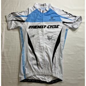 Xintown Bike Rider Jersey, Men's Large Blue & White Elastic Bottom